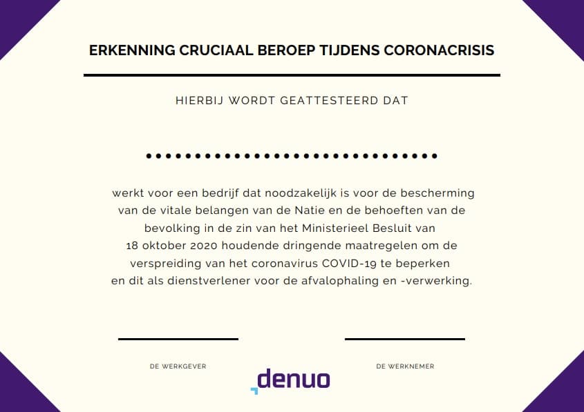 COVID-19: Download uw attesten "Noodzaak om te werken op de werkplaats tijdens de corona-crisis" en "Essentiële verplaatsingen tijdens avondklok" hier